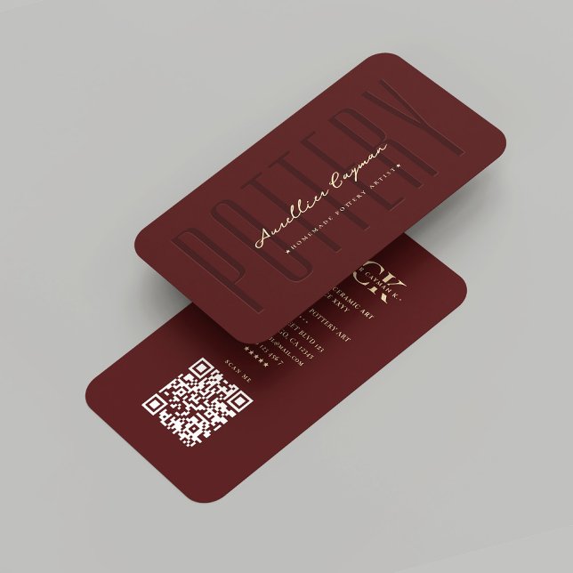 Modern pottery Artist Ceramic Art Red Monogram Visitkort (Modern Pottery Artist Ceramic Art Red Monogram Business Card
)