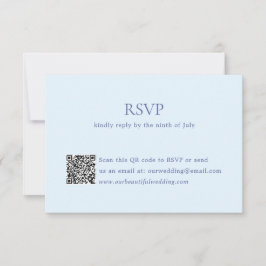 Modern Powder Blue QR Code Elegant bröllop OSA Kort
