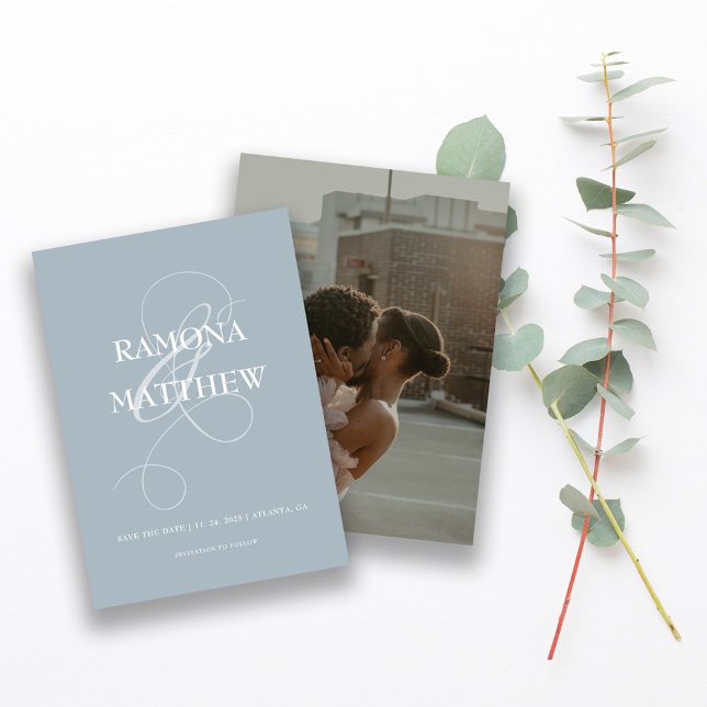 Modern Power Blue Ampersand Photo Spara Datumet (Skapare uppladdad)