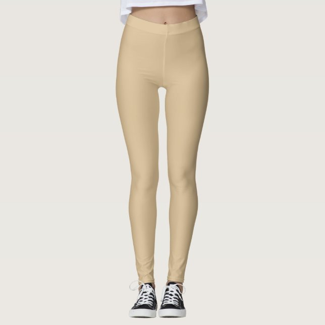 Modern praktisk färg block 1 Beige Leggings (Framsida)