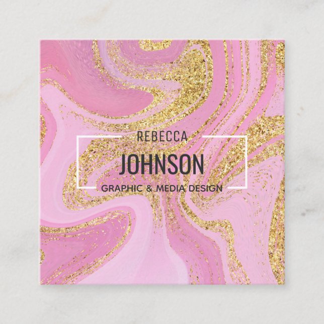Modern Precious Rosa Guld Marble - Affärskortet Fyrkantigt Visitkort (Framsida)