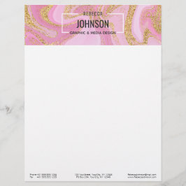 Modern Precious Rosa Guld Marble Namn - Letterhead Brevhuvud