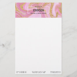 Modern Precious Rosa Guld Marble Namn - Stationery Brevpapper