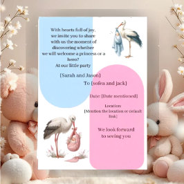 Modern Pregnancy Announcement Card - Bilingual Ara Inbjudningar
