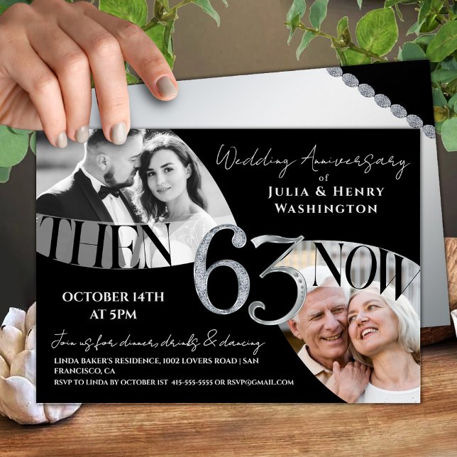 Modern Premium 63rd Wedding Anniversary Inbjudningar (Skapare uppladdad)