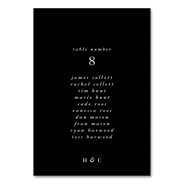 Modern Premium Black Onyx Plain Simple Bröllop Bordsnummer (Baksidan)