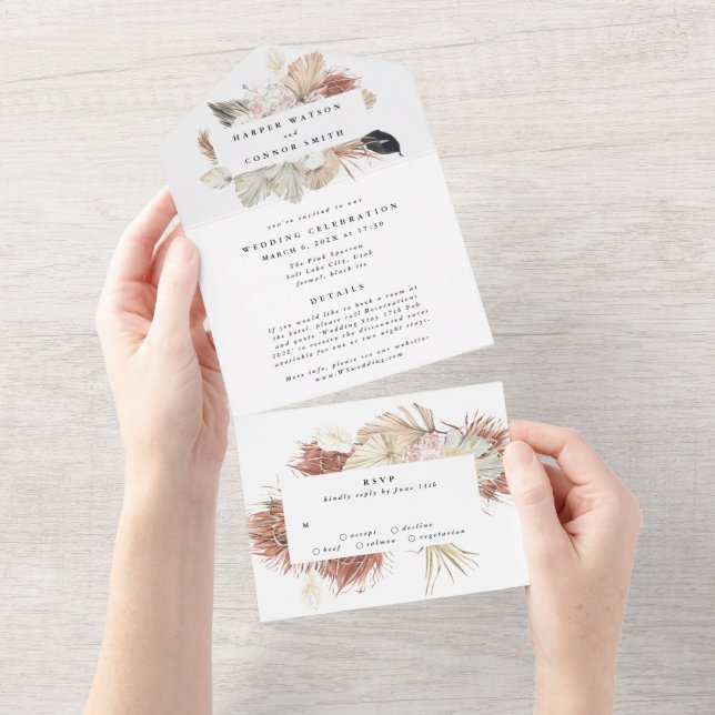 Modern Premium WAN Pampas Grass Blommigt Bröllop (Tearaway)