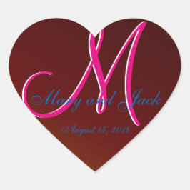 Modern Preppy 3d Monogram Earth-tone Blood Red Hjärtformat Klistermärke