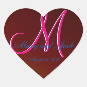 Modern Preppy 3d Monogram Earth-tone Blood Red Hjärtformat Klistermärke
