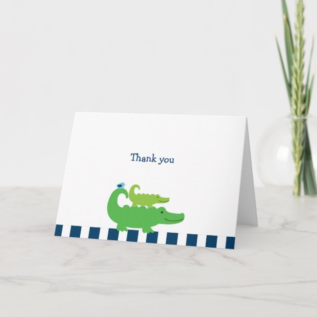 Modern Preppy Alligator Tackkort Cards (Framsida)