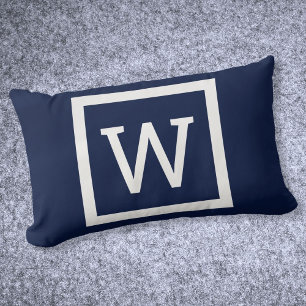 Modern Preppy Grafisk Monogram Marinblå Lumbarkudde