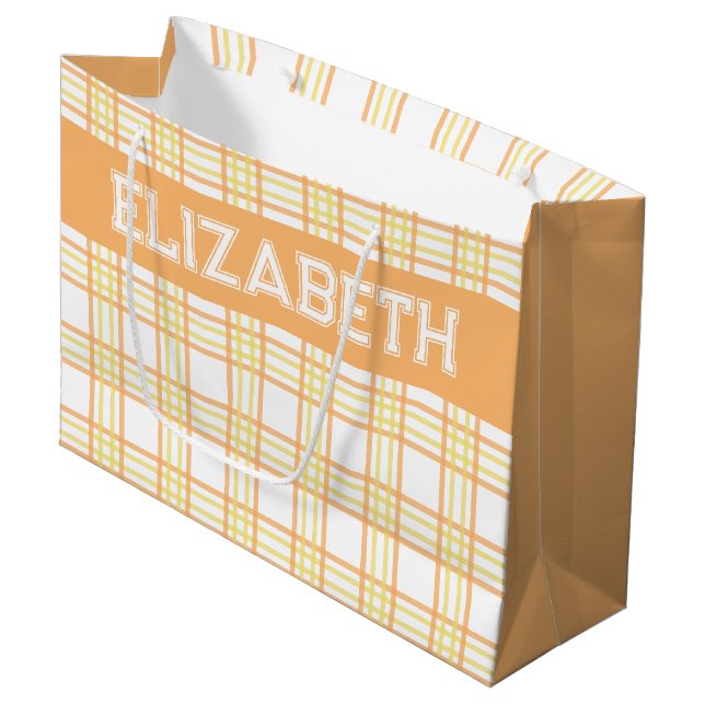 Modern Preppy Plaid Orange Yellow Pattern (Framsidan Vinklad)