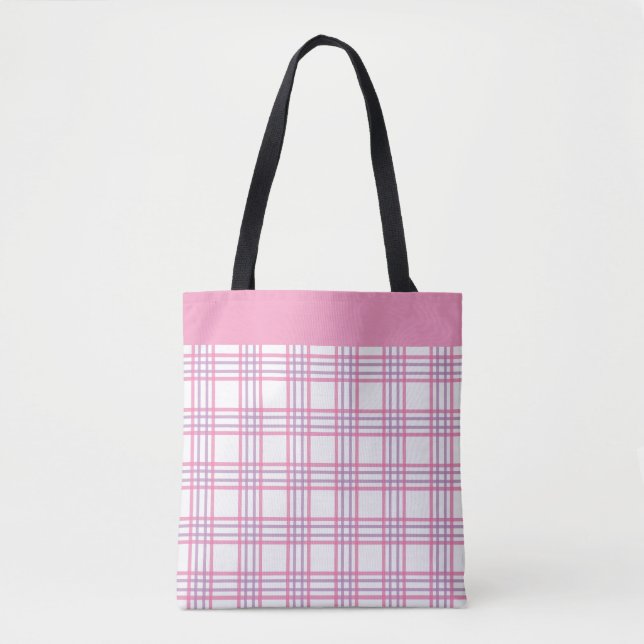 Modern Preppy Plaid Pink Purple Pattern Tygkasse (Framsida)