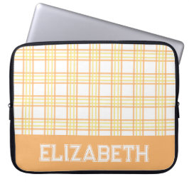 Modern Preppy Plaid Varsity Font Orange Yellow Laptop Fodral