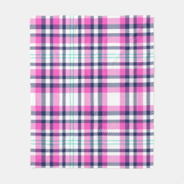 Modern Preppy Rosa Navy White Girly Tartan Mönster Fleecefilt