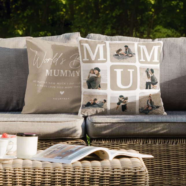 Modern present till MAMMA med flera bilder i ett r Kudde (Skapare uppladdad)