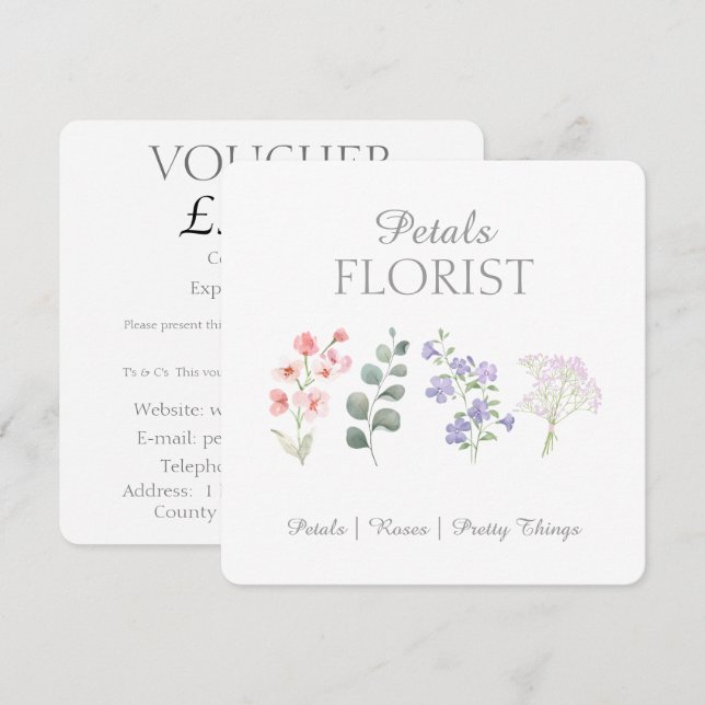 Modern presentkort för blomsterbutik och branding (Fram/baksida)
