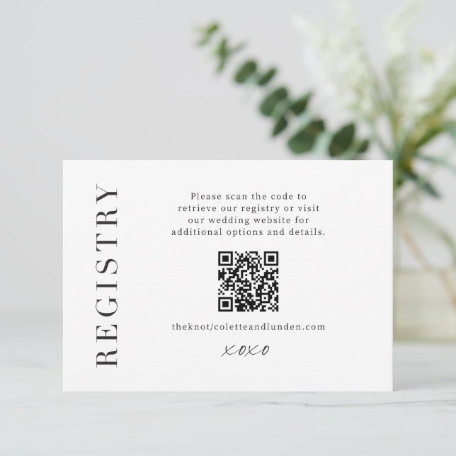 Modern presentregisteringsbilaga Bröllop Skanna QR Tilläggskort (Stående Fram)
