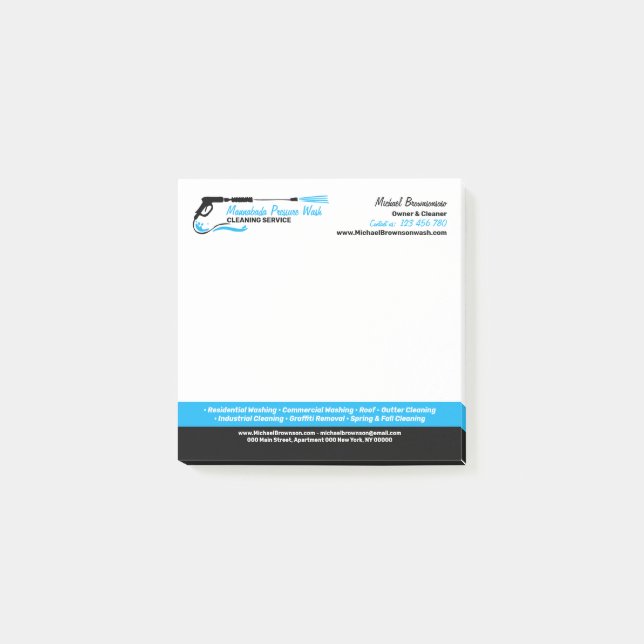 Modern press som Tvättar klassiskt hus Städning Post-it Block (Framsida)