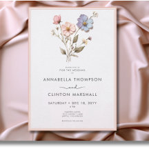 Modern Pressed Pastel Wildblommor Rosa Bröllop