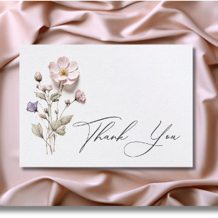 Modern Pressed Pastel Wildwers Bröllop Tack Kort