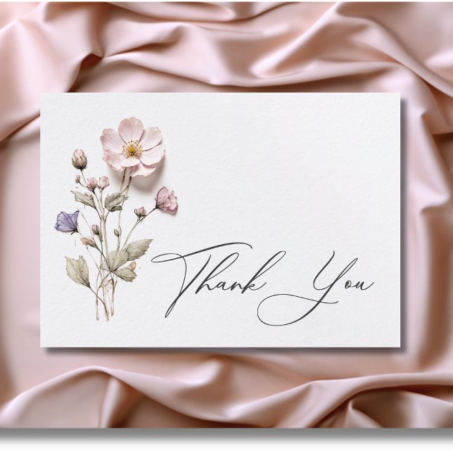 Modern Pressed Pastel Wildwers Bröllop Tack Kort (Modern Pressed Pastel Wildflowers Wedding Details Enclosure Card)