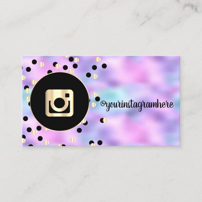 Modern,prickar Instagram Sociala Media Holografisk Visitkort (Framsida)