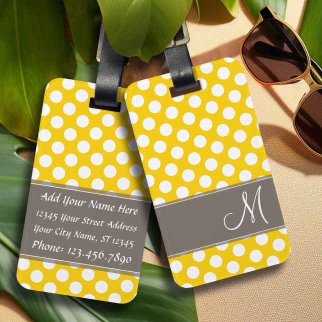 Modern prickig mönster med monogram bagagebricka (Personalized Luggage Tag)