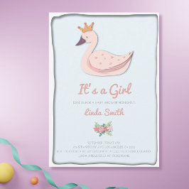 Modern Princess Svan. Det är en flicka babyskö Inbjudningar