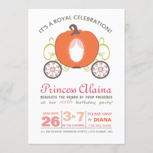 Modern prinsessan Pumpkin Carriage Inbjudningar