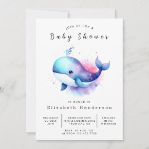 Modern printable Whale Baby Shower Inbjudningar