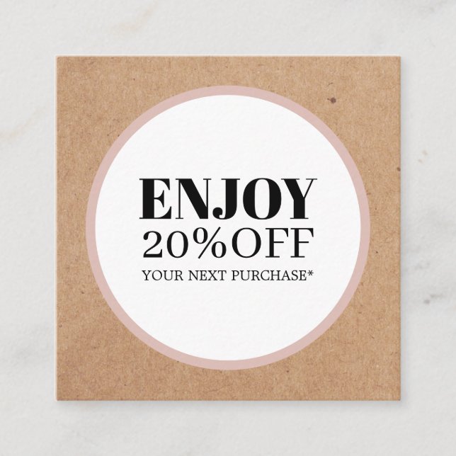 Modern Printed Kraft White Circle Salon Rabattkort (Framsida)