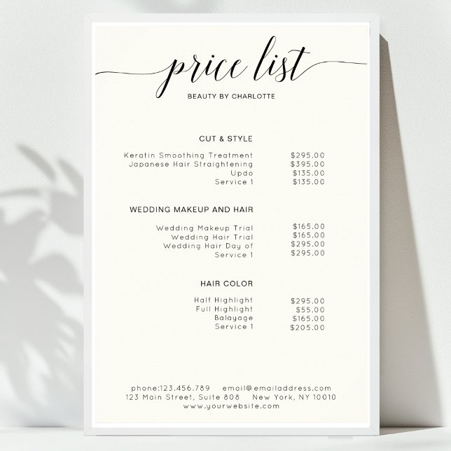 Modern, pris lista Poster (Modern, price list Poster)