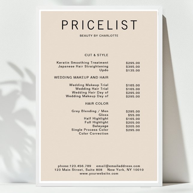 Modern, pris lista Poster (Modern, price list Poster)