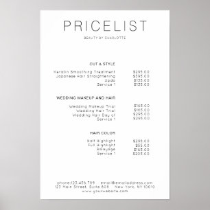 Modern, pris lista Poster
