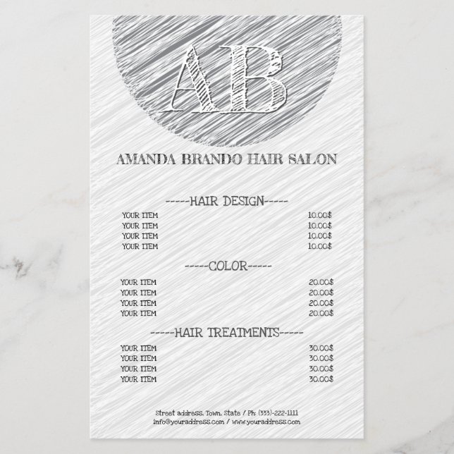 Modern Pris listmall för Grått Linje - bakgrund Flygblad (Framsidan)