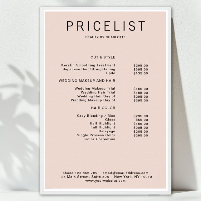 Modern, prislista Affisch (Modern, price list Poster)