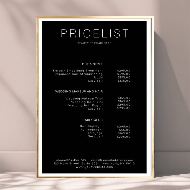 Modern, prislista Affisch (Modern, price list Poster)