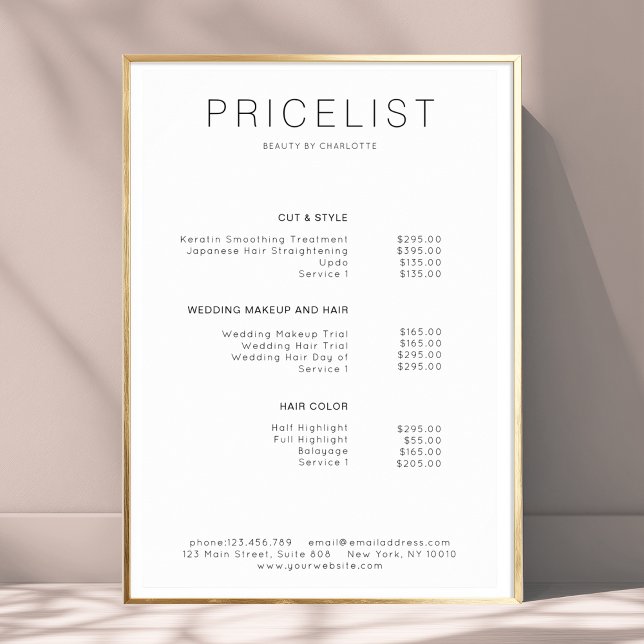 Modern, prislista Affisch (Modern, price list Poster)