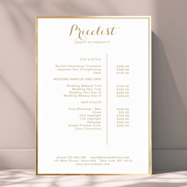 Modern, prislista Affisch (Modern, price list Poster)