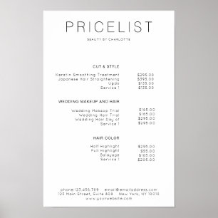 Modern, prislista Affisch