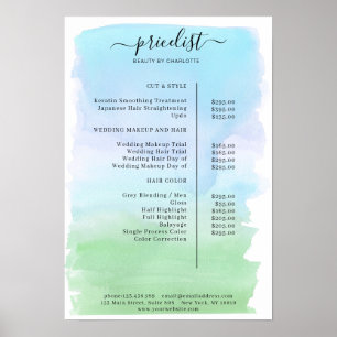 Modern Prislista Affisch för Akvarell