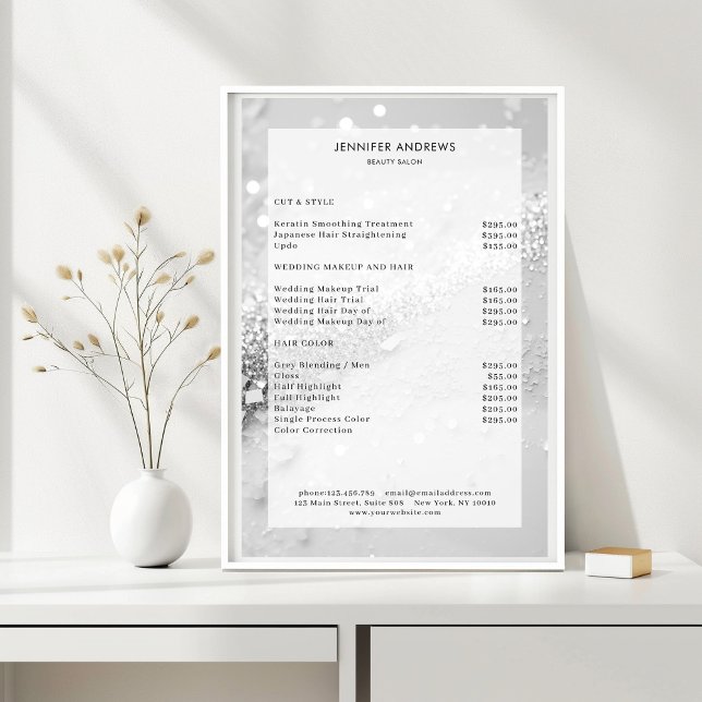 Modern prislista för glitter-salong poster (Skapare uppladdad)
