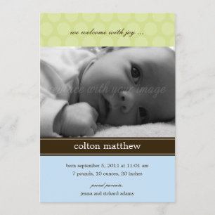 Modern prit Birth Notice - Blue Meddelande
