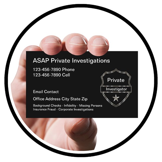 Modern privat utredare - Badge Tema Visitkort (Skapare uppladdad)