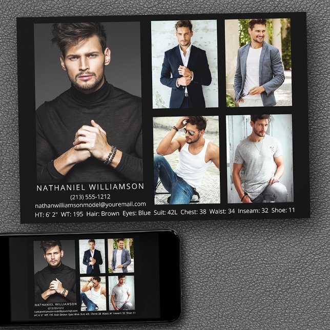 Modern Pro-modell 5-fotokompositionskort Inbjudningar (Customize to change background color, text size, style or to add more photos to back of card.)