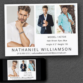Modern Pro Modell Actor 3 Photos Comp Card Inbjudningar