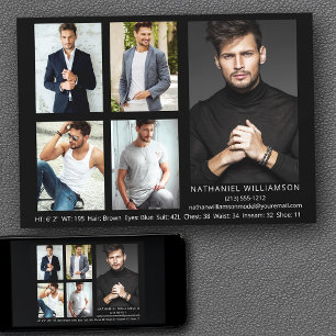 Modern Pro Modell Actor 5 Photo Comp Card Inbjudningar