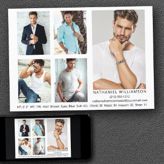 Modern Pro Modell Actor 5 Photos Comp Card Inbjudningar