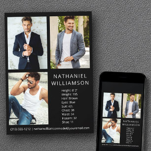 Modern Pro och Actor 3 Photo Comp Card Inbjudningar